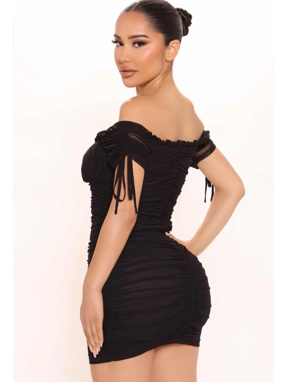 ✨ Fashion Nova Ariel Mesh Mini Dress Black - Size L (NWT) ✨ - Picture 4 of 12